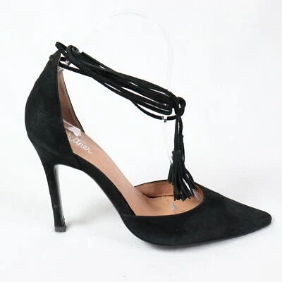 Bomba de tacón alto de gamuza negra Wittner talla 37 con tiras al tobillo borla punta Foto 1 de 4