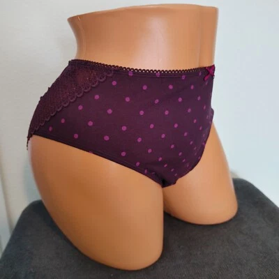 Bragas Cacique Lane Bryant 18/20 Plus Algodón Hipster Púrpura Rosa Lunares Foto 1 de 4