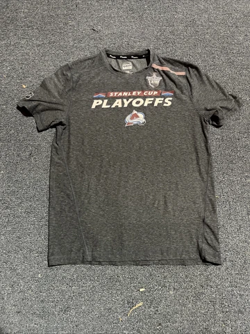 New Gray Colorado Avalanche 2020 Playoffs Team Issued Fanatics Shirt Large Cover