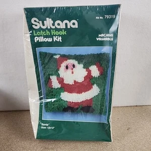 Vintage Sultana Santa Latch Hook Pillow Set Kit No. 79319 Sealed NIB 12"x12" - Picture 1 of 3