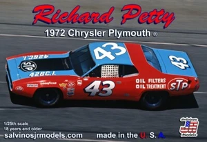 Salvino's JR Models Richard Petty 1972 Chrysler Plymouth 1/25 Plastic Model Kit - Picture 1 of 1
