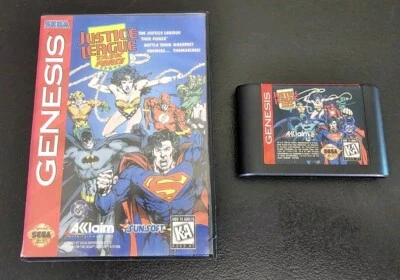 JUSTICE LEAGUE TASK FORCE Sega Genesis 1995 CASE AND GAME No Manuel FIGHTING  - Image 1 of 3