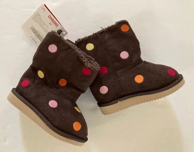 全新带标签 Gymboree Fall For Monkeys 棕色圆点靴 03 码 6-12 个月 — 第 1/3 张图片