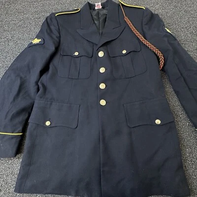 US Army Jacket Mens 38R Black Military Airborne Vintage Uniform Wool Dress Coat - Image 1 of 4