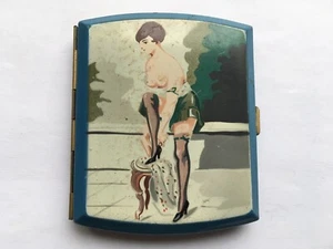 SCARCE C1920s-30s VINTAGE RISQUÉ LADY CIGARETTE CASE - Picture 1 of 3