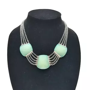 Gargantilla Aqua Trio Piedras Simuladas Tono Plata Cadena 18" - Imagen 1 de 5