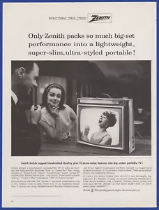Original 1963 Zenith Jetliner Modell L-2144 Fernseher 19" Fernseher 60er Printwerbung - Bild 1 von 1