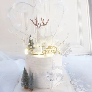 2Pcs Deer Cake Toppers Plastic Cake Toppers Christmas Cake Decorations UK - Picture 1 of 12