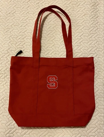 NC State Wolfpack Red Canvas Shoulder Tote Bag - Beach Pool Tailgating Purse Cover