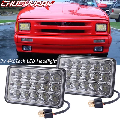 Pair 4x6" LED Headlights Hi/Lo Beam For Chevrolet S10 2.2L 4.3L 1995 1996 1997 — 第 1/4 张图片