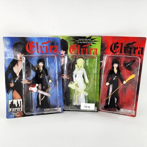 ELVIRA Mistress of the Dark FULL SET OF 3 Figures Toy Co Glow LIMITED 1998 NEW Cover
