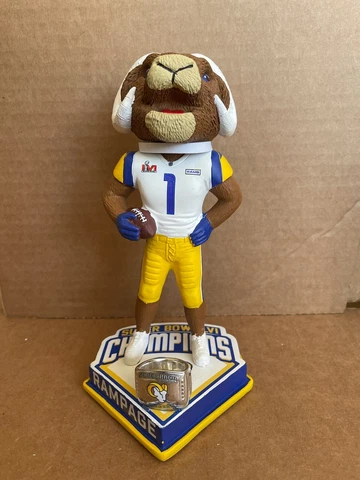 Los Angeles Rams MASCOT RAMPAGE FOCO LE Superbowl Champs bobblehead NIB IN STOCK Cover