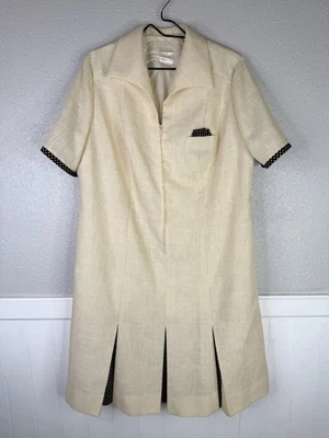 De Colección Uniforme de Limpieza Vestido Crema Marrón Lunares Pliegues Criada Hospital XL Foto 1 de 4