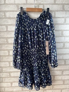 NWT Aqua Girls Speckle Flutter Smocked LS Dress Bloomingdale’s Exclusive Size M - Picture 1 of 5