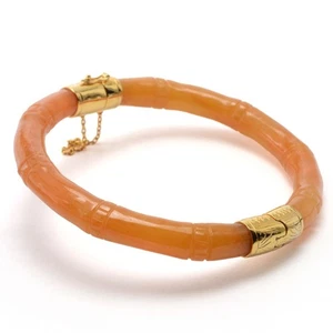 Far East Jewelry Choice of Color & Size Carved "Bamboo" Jade Bangle Bracelet - Picture 1 of 1