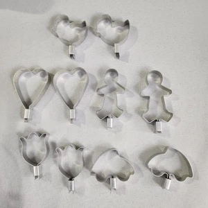 10 Metal Sucker Molds With Clips Duck Heart Gingerbread man Tulip Car lolipop - Picture 1 of 6