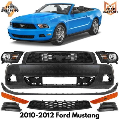 Front Bumper Cover Fascia Paintable & Grille Kit For 2010-2012 Ford Mustang Base Foto 1 de 4