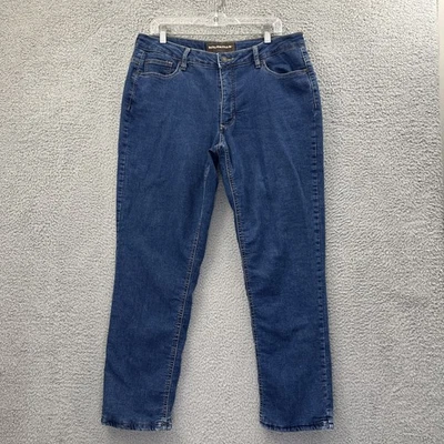 Pantalones de mezclilla Bit & Bridle forrados de lana pierna recta térmicos tiro medio para mujer 14 x 29,5 - Imagen 1 de 4