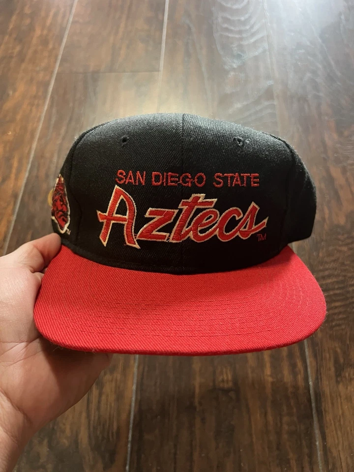 Vintage Sports Specialties San Diego State Aztecs Wool Black Script SnapBack Hat - Image 1 of 4