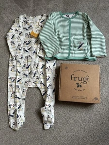 Frugi Adorable Babygrow Gift Set Puffin Pals/ Moss Stripe Size 9-12 Months BNIB - Picture 1 of 8