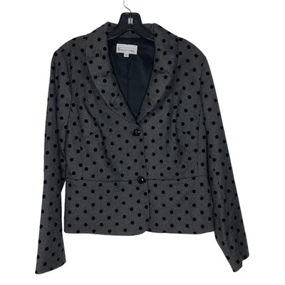 Blazer gris a lunares Elliott Lauren para mujer talla 8 chaqueta de oficina elástica Foto 1 de 4