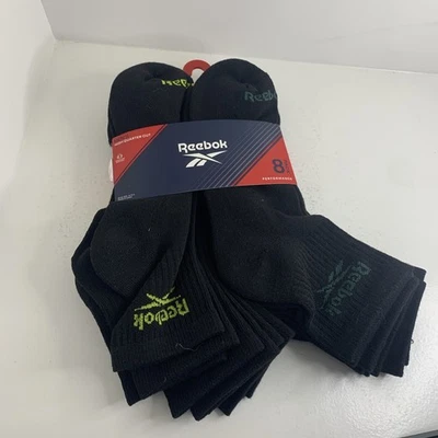 Calcetines Reebok para hombre 8 pares corte cuarto alto negros Foto 1 de 4