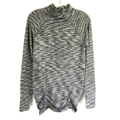 Athleta Womens Large Fastest Track Top Black Space Dye Asymmetric Half Zip - Image 1 of 4