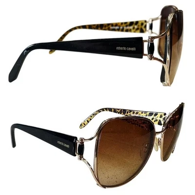MARCOS DE GAFAS DE SOL Roberto Cavalli Primula 596s 28f marrón dorado Kyle Richards Foto 1 de 4