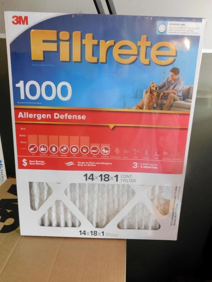 3M Filtrete 1000 Allergen Defense 14x18x1 Filter Pack Of 4 NEW Free Shipping - Image 1 of 1