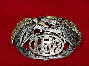 Antique Luxury Sterling Silver Gold 18k24k Belt Buckle Dragons Hand Chiseled - Picture 1 of 13
