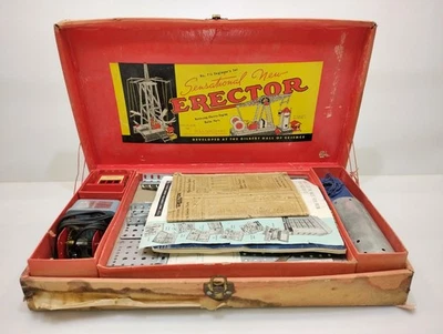 RARE Cardboard Box Erector No. 7-1/2 Set Working A-47 Motor Complete Paperwork - Image 1 of 4