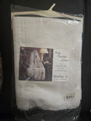 Vintage Charles Craft LADY  ELIZABETH AFGHAN 14ct Cross Stitch fabric 48" x 58"  - Image 1 of 4