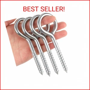 5 Inch Large Eye Bolts Screw in - 4 Pcs Stainless Steel Eye Hooks Screw in Heavy - Picture 1 of 2