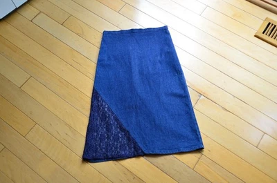 Винтажная джинсовая юбка Anthropologie с кружевной отделкой размер XS - Изображение 1 из 4