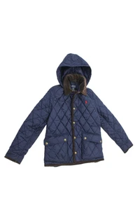 Polo Ralph Lauren Boys Quilted Buttoned Hooded Long Sleeve Jacket Navy Size L - Picture 1 of 7