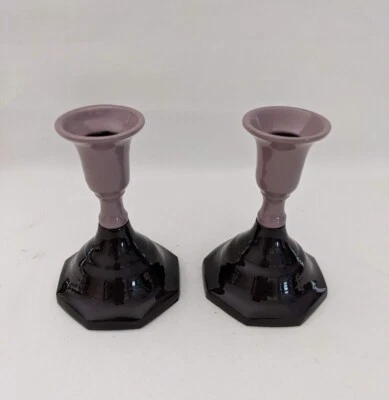 Juego de 2 Candelabros Esmaltados Dos Tonos, Morado y Lila 5" Foto 1 de 4