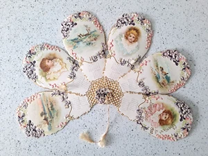 Antique Victorian 1900 Die Cut Fan Calendar Titled Bright Buds - Picture 1 of 6