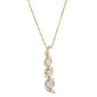 Yellow Gold Diamond Three-Stone Journey Necklace 18" - 14k Round .33ctw Ribbon