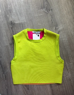 Camiseta sin mangas Zara para mujer elástica verde neón talla mediana nueva con etiquetas Foto 1 de 4