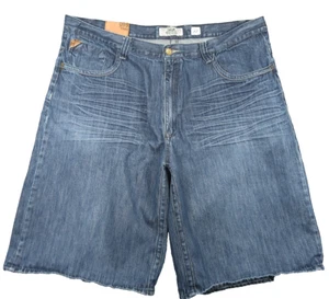 Y2k Akdmks Shorts 13" Men 44 Baggy Hiphop Jorts Skater Vtg 90s Whiskered Stitch - Picture 1 of 9