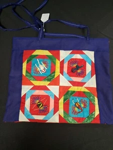 Bai Jia Bei Chinese Quilt Tote Bag Purse Embroidered Panda Frog Folk Art Vintage - Picture 1 of 5