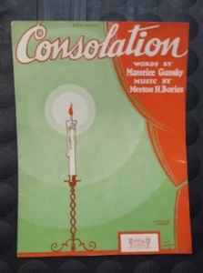 Consolation by Gunsky & Bories Wall Art Candle 1926 Vintage Ukulele Sheet Music - Picture 1 of 6