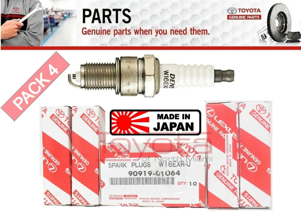 4 Pack OEM Genuine Toyota 90919-01064 Spark Plugs W16EXR-U 4Runner Land Cruiser - Изображение 1 из 1