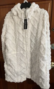 SABRINA LAUREN Hooded Jacket Womens Extra Large White Fur - Picture 1 of 6