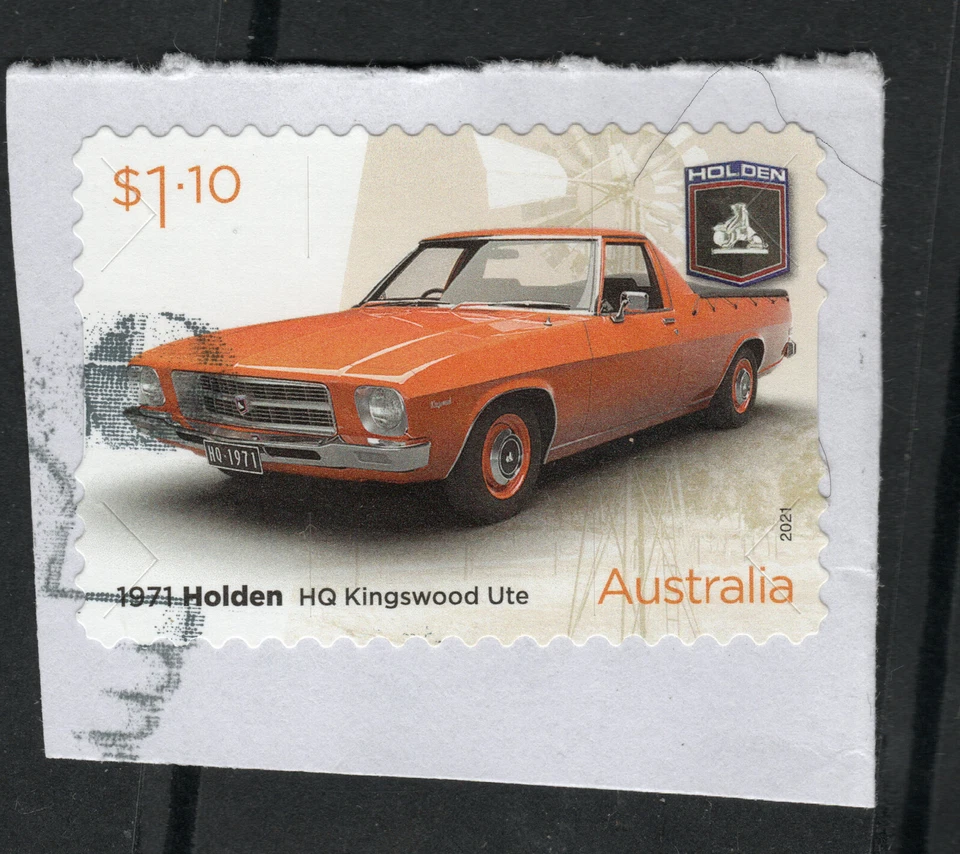 2021 AUSTRALIA $1.10 stamp 1971 Holden HQ Kingswood Ute on piece - Image 1 of 1