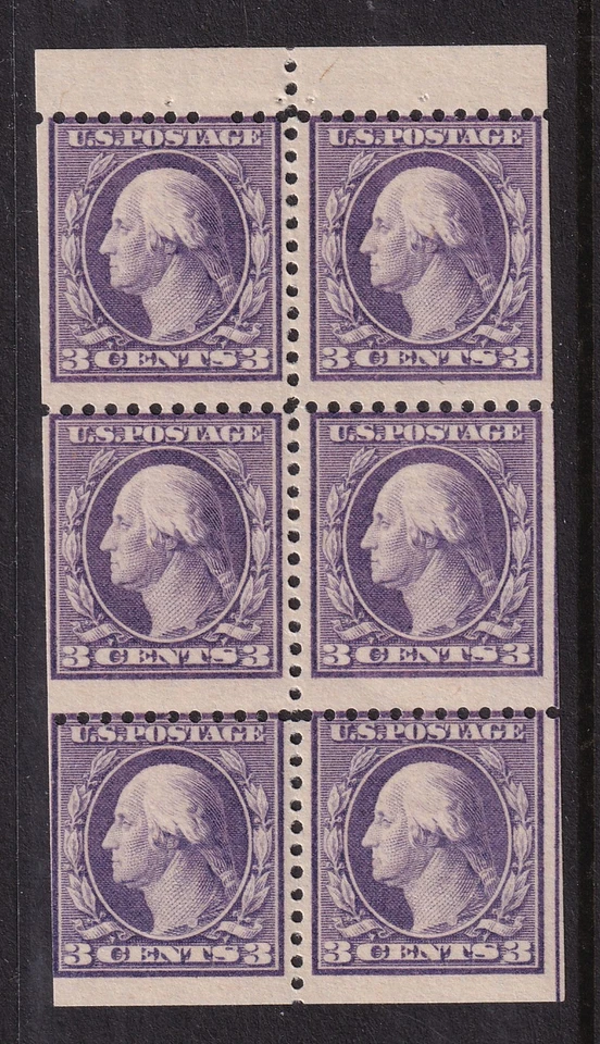 1917 Washington 3c purple Sc 501b MLH booklet pane of 6 CV $75 (H3 - Image 1 of 1