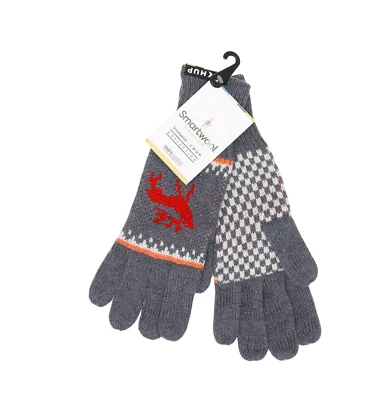 Smartwool L8475 Women’s Grey/Red Chup Kaamos Merino Wool Winter Gloves One Size - Image 1 of 3