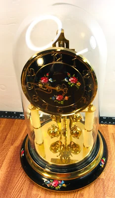 Vtg Kern Anniversary Torsion Clock Mechanical Movement Glass Dome No Key Or TEST - Image 1 of 4