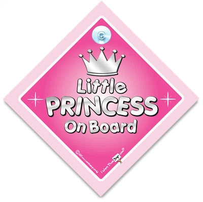 IWANTTHATSIGN.COM Little Princess On Board Car Sign, Suction Cup Baby On Board Sign For Princesses