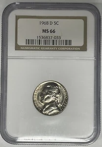 1968-D Jefferson Nickel NGC MS 66 - Picture 1 of 2
